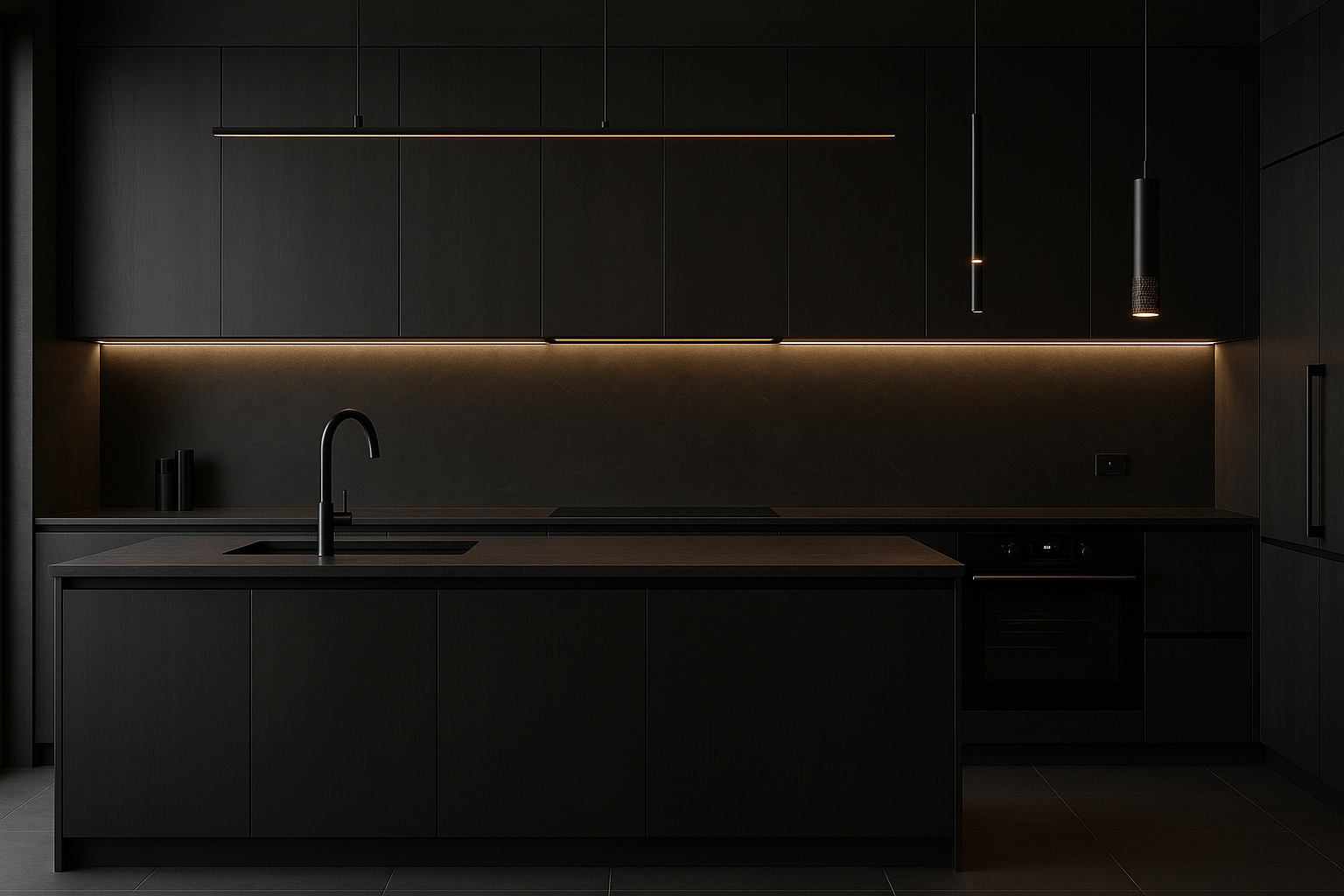 Dunkle moderne Küche